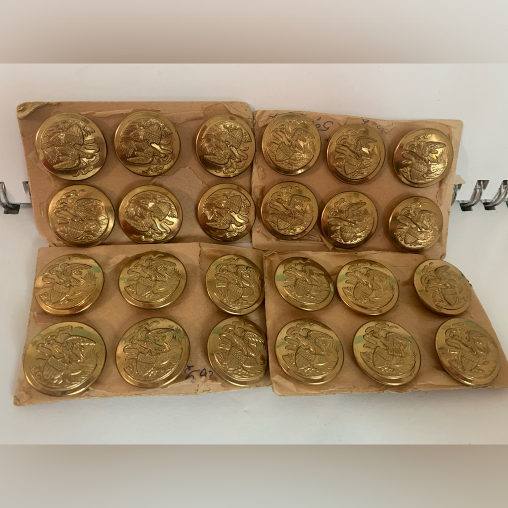 Vintage Illinois State Seal Military Police Uniform Brass Buttons Set Of 24